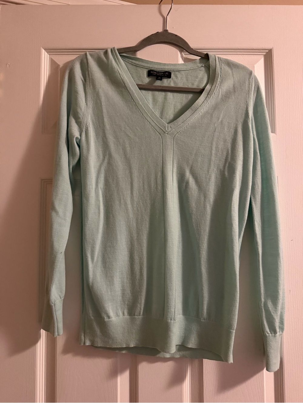 Banana Republic Merino Wool Mint Green V-Neck Sweater